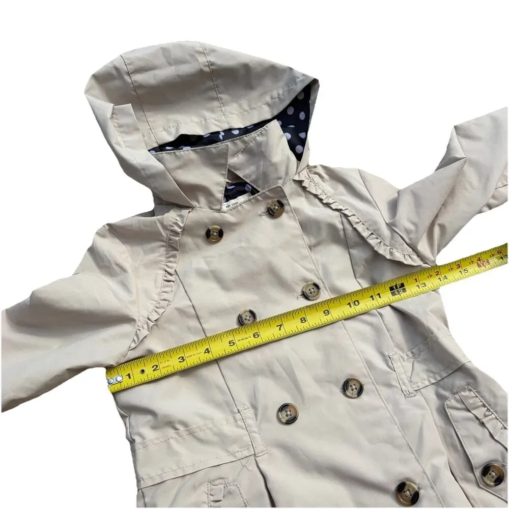 OshKosh B'gosh Girls Size 6 Hooded Double-Breasted Lined Trench Coat Beige